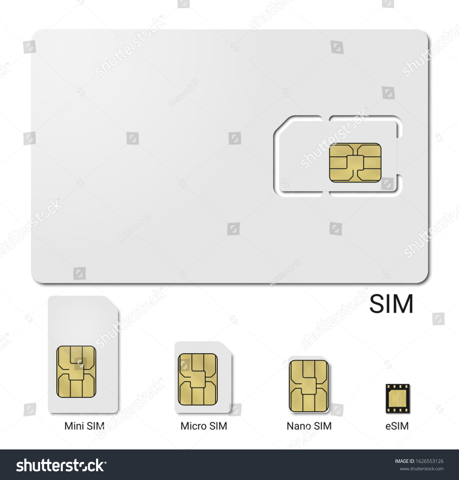 Sim Card Form Factor Evolution Stock Vector (Royalty Free) 1626553126 ...