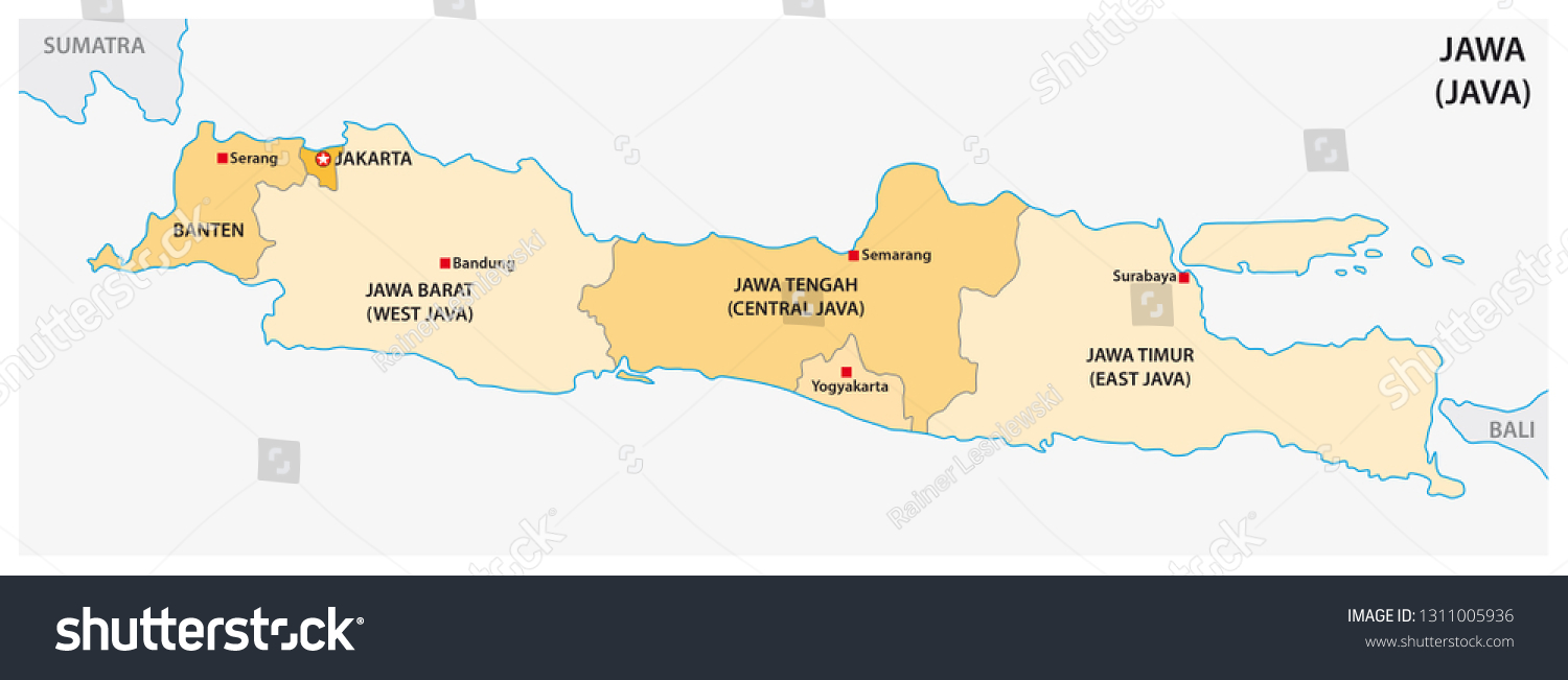 SVG of simple administrative and political vector map of indonesian island java svg