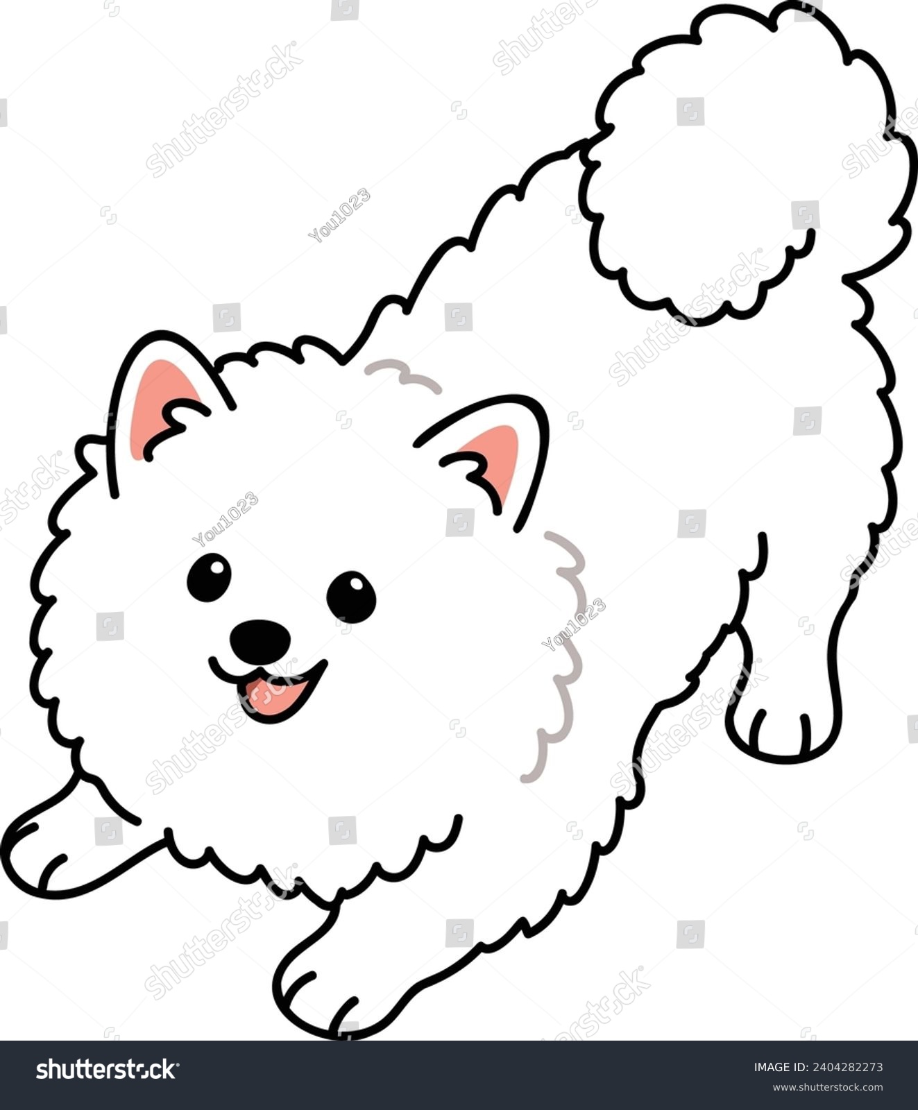 SVG of Simple and adorable illustration of Japanese Spitz Dog being playful svg