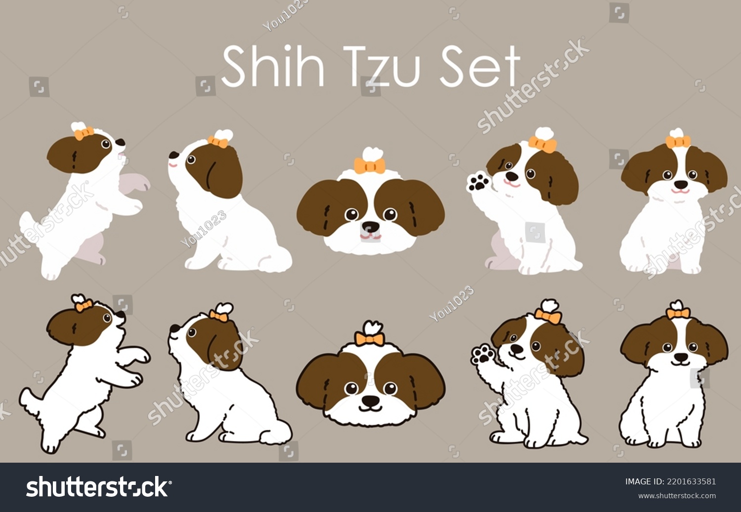 SVG of Simple and adorable Shih Tzu illustrations set svg
