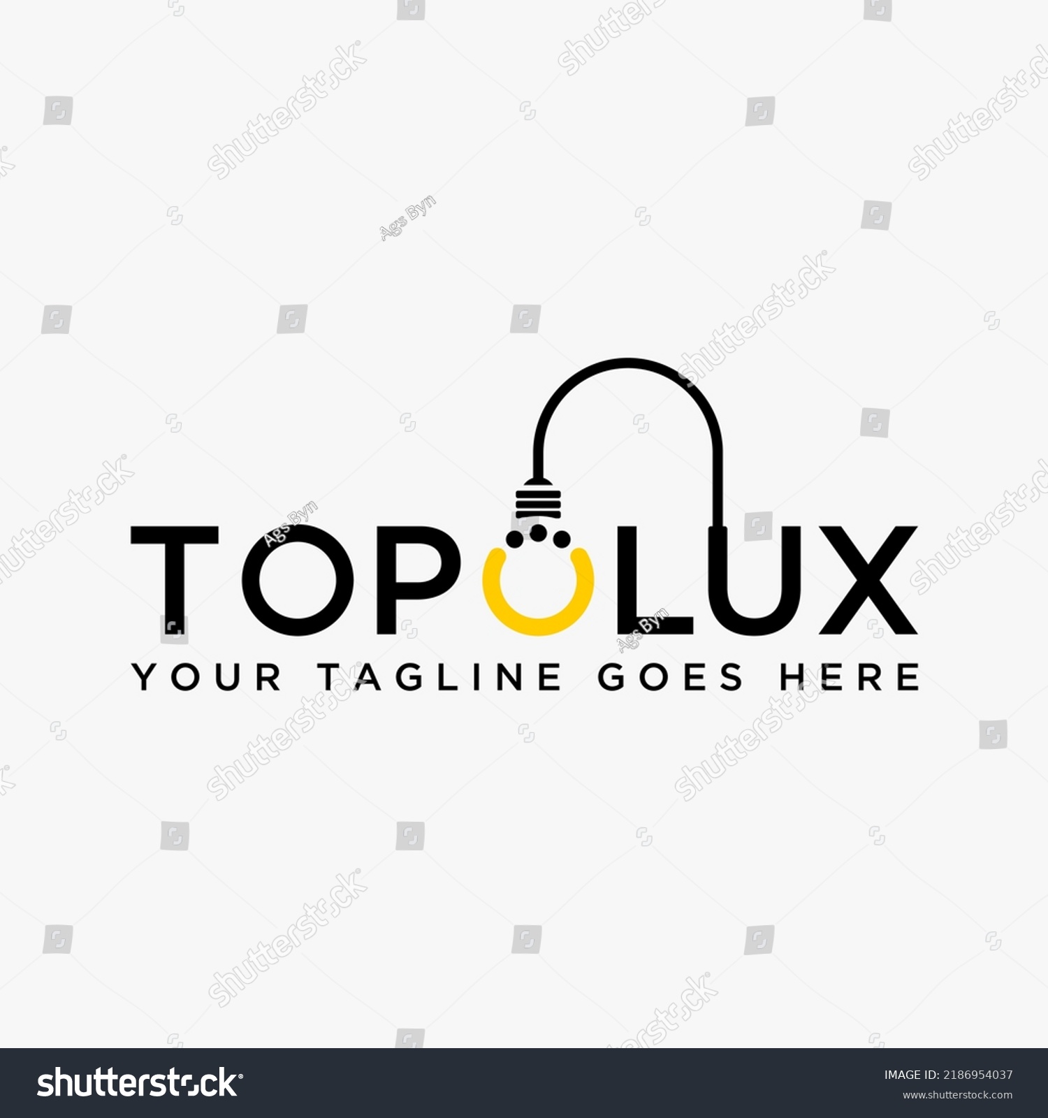 Stock Vector Simple And Unique Light Lamp Bulb On Letter Or Word Top Lux Font Image Graphic Icon Logo Design 2186954037 