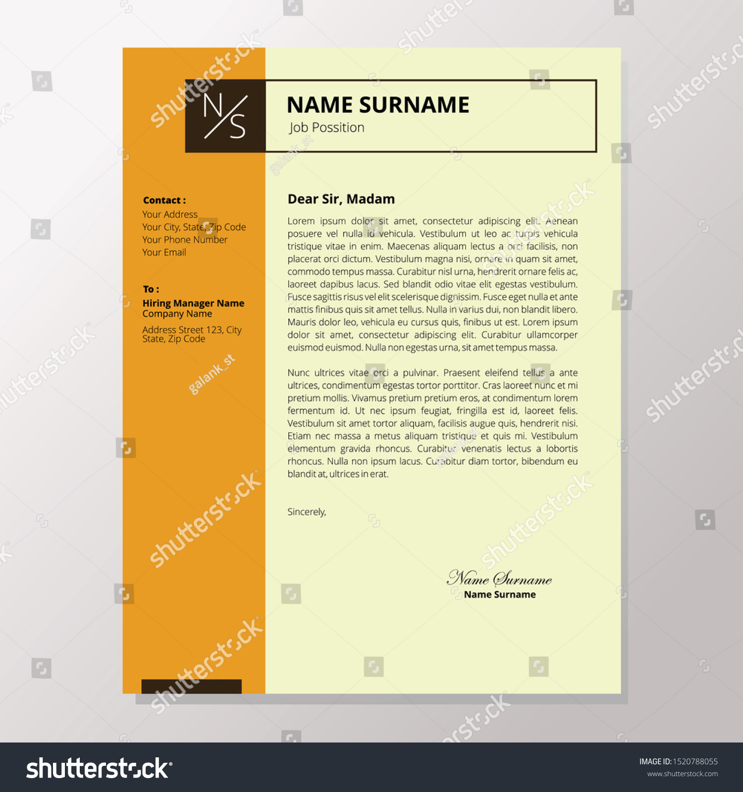 Simple Application Letter Template Cover Letter Stock Vector Royalty Free 1520788055