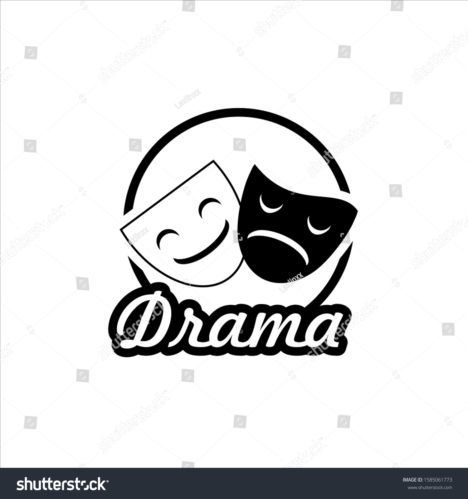 Simple Black White Emotion Mask Sad Stock Vector (Royalty Free ...