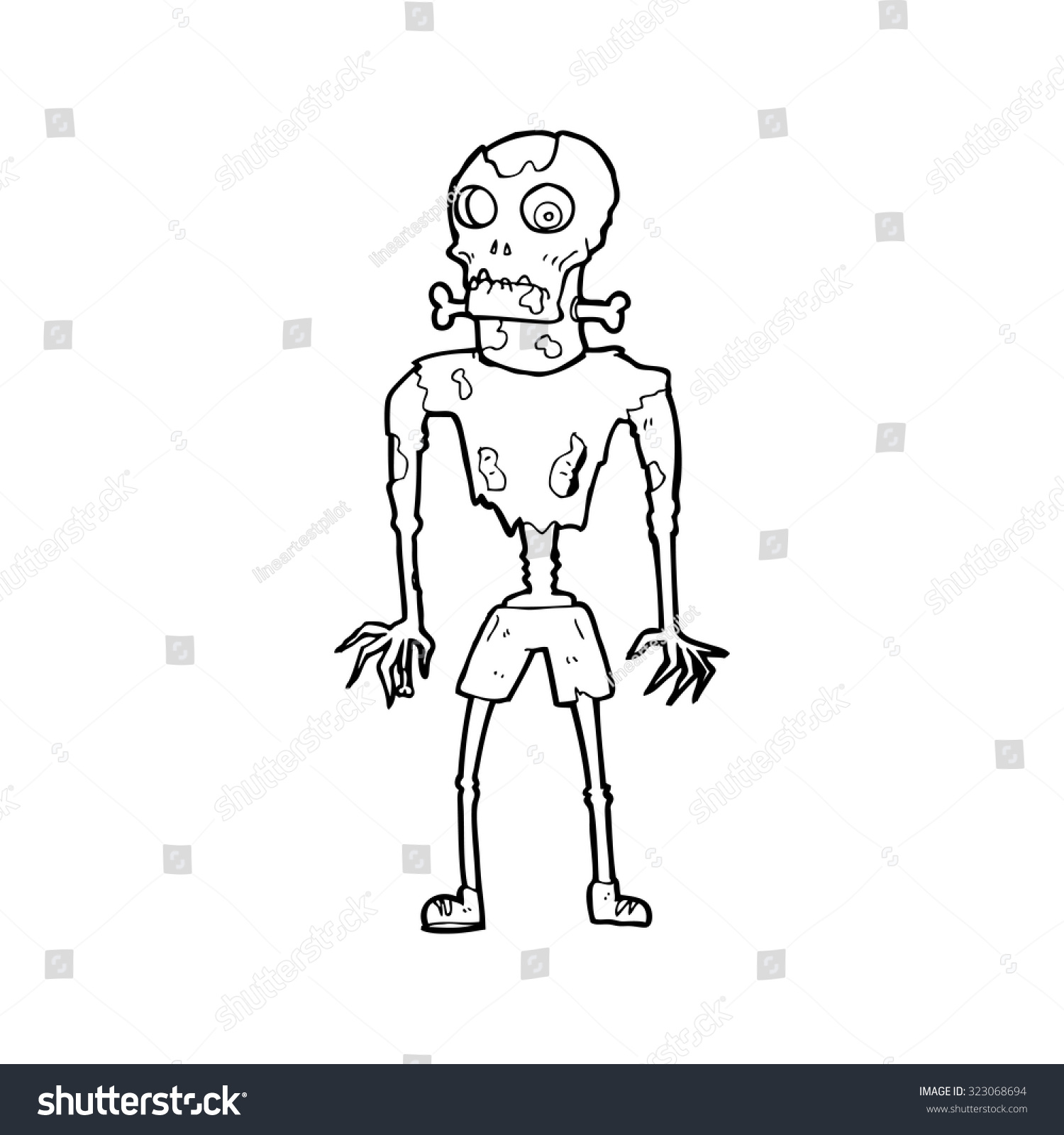Uncategorized Simple Zombie Drawing simple black white line drawing cartoon stock vector 323068694 and zombie