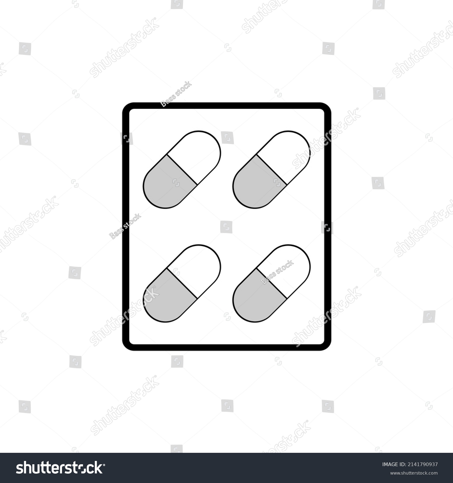 Simple Black White Pill Icon Eps Stock Vector (Royalty Free) 2141790937 ...