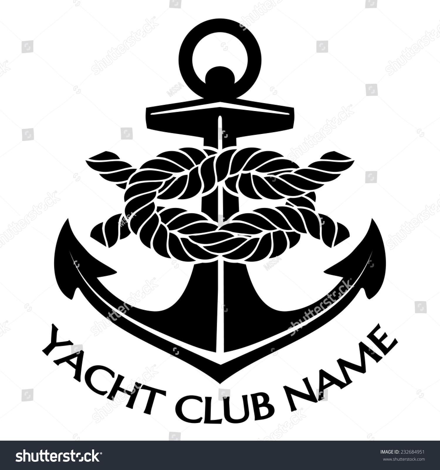 Simple Black White Yacht Club Logo Stock Vector (Royalty Free ...