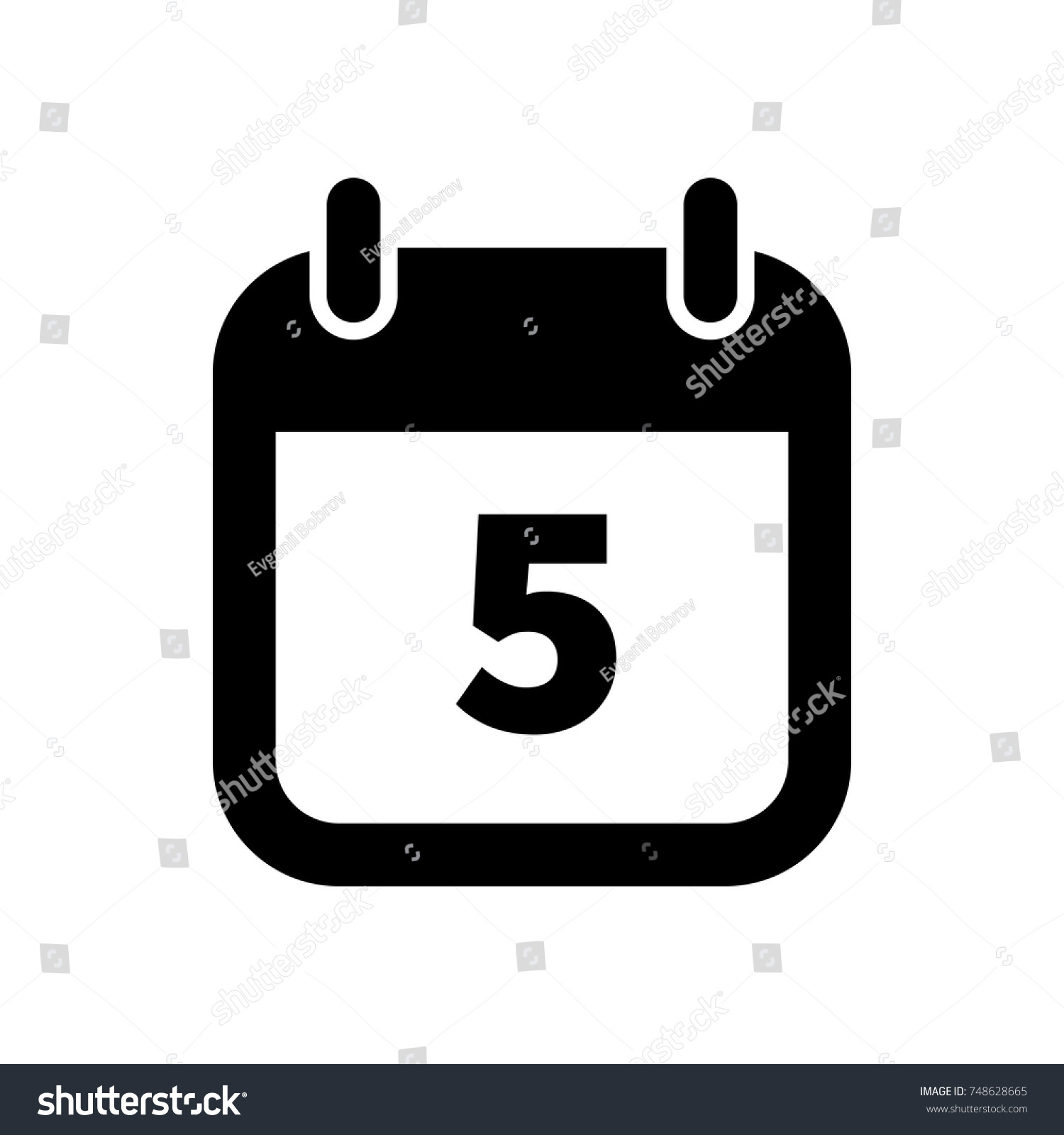 Simple Black Calendar Icon 5 Date Stock Vector (Royalty Free) 748628665 ...