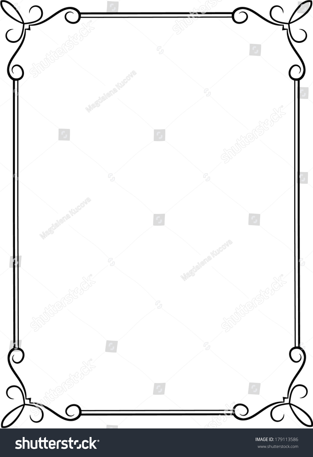 Simple Black Frame Decorative Corners Stock Vector 179113586 - Shutterstock