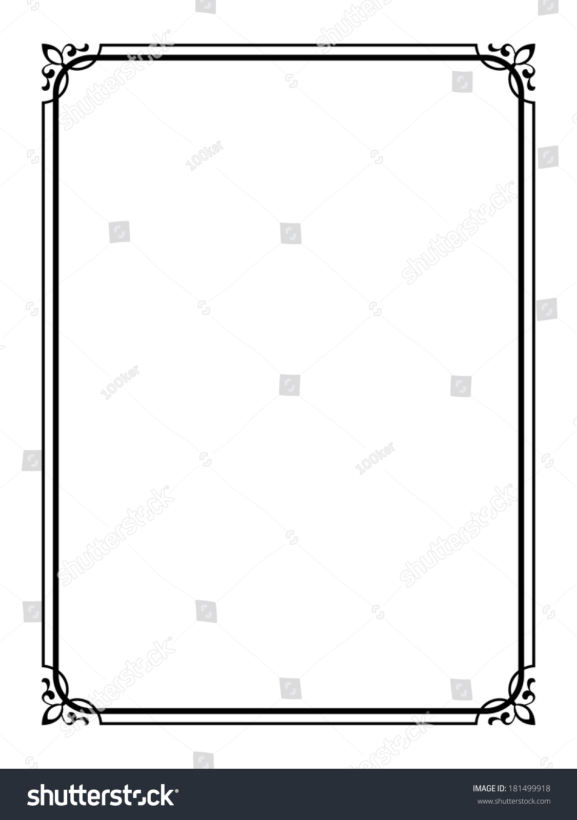 Simple Black Ornamental Decorative Frame Stock Vector 181499918 ...