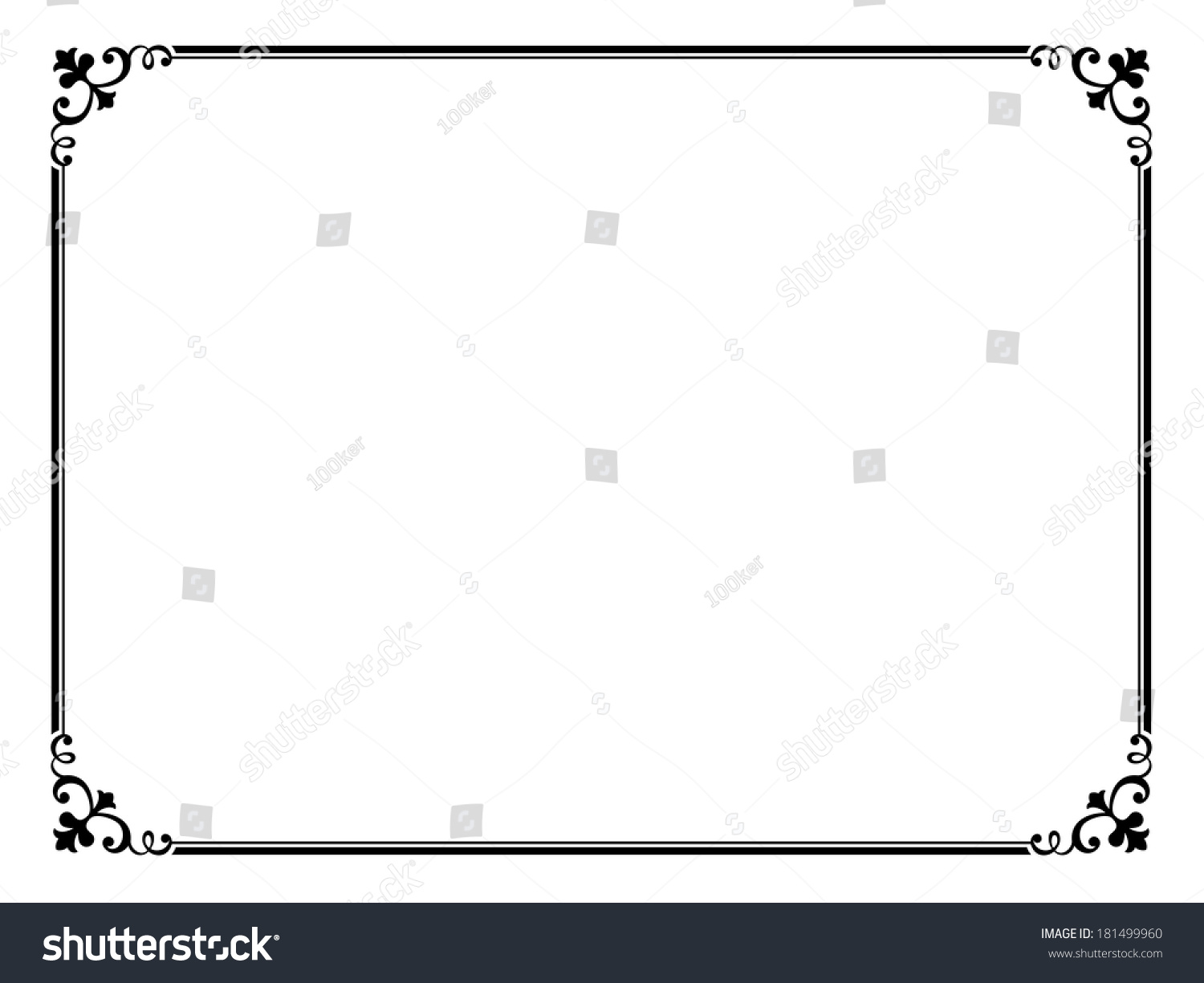 Simple Black Ornamental Decorative Frame Stock Vector 181499960 ...