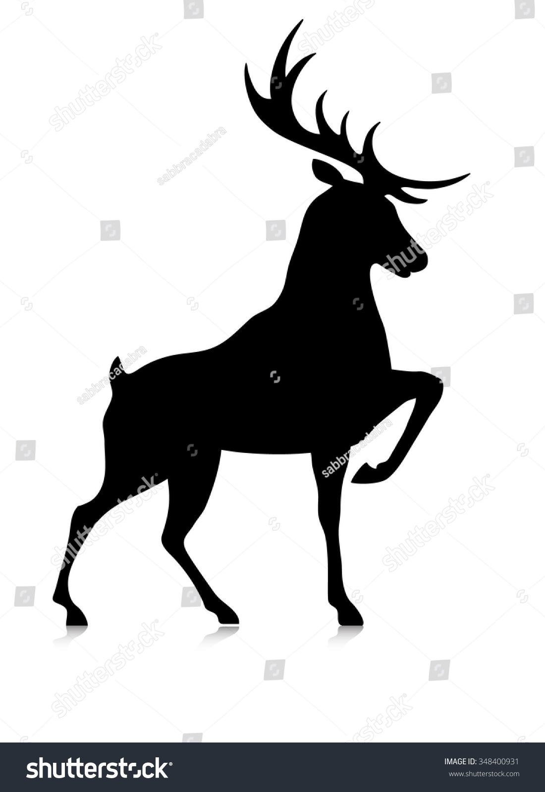 Simple Black Silhouette Buck On White Stock Vector 348400931 - Shutterstock
