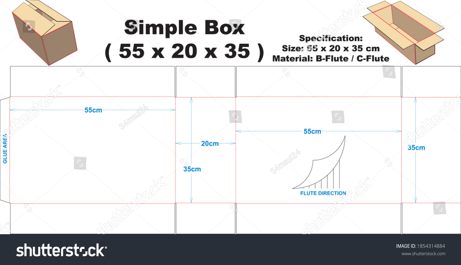 Simple Box Corrugated Bflute Cflute Material Stock Vector (Royalty Free ...