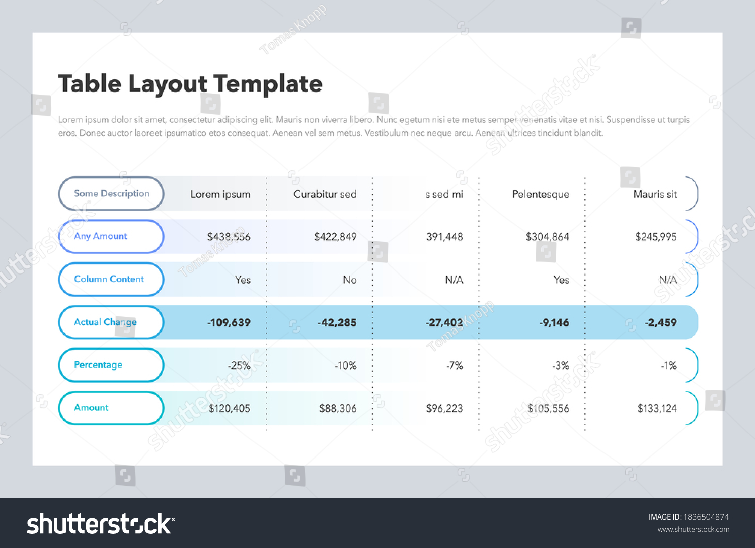 Simple Business Table Layout Flat Design Stock Vector (royalty Free 