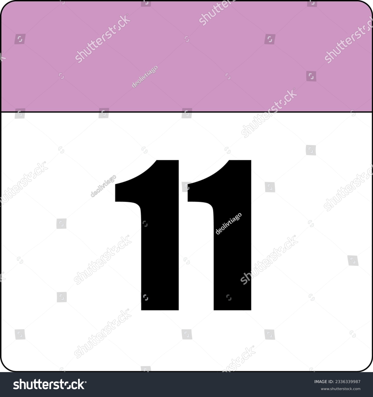 SVG of simple calendar icon with pink header and white background showing 11th day number eleven svg