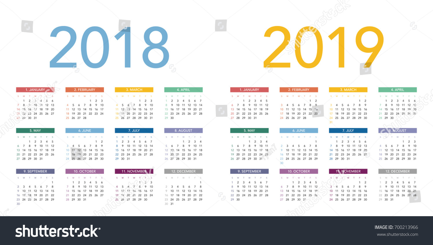 14,379 2018 and 2019 calendar Images, Stock Photos & Vectors | Shutterstock