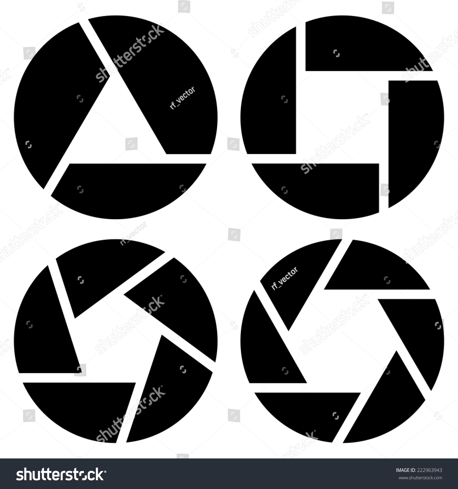 Simple Camera Shutter Silhouettes Symbols Eps Stock Vector (Royalty Free) 222963943 Shutterstock