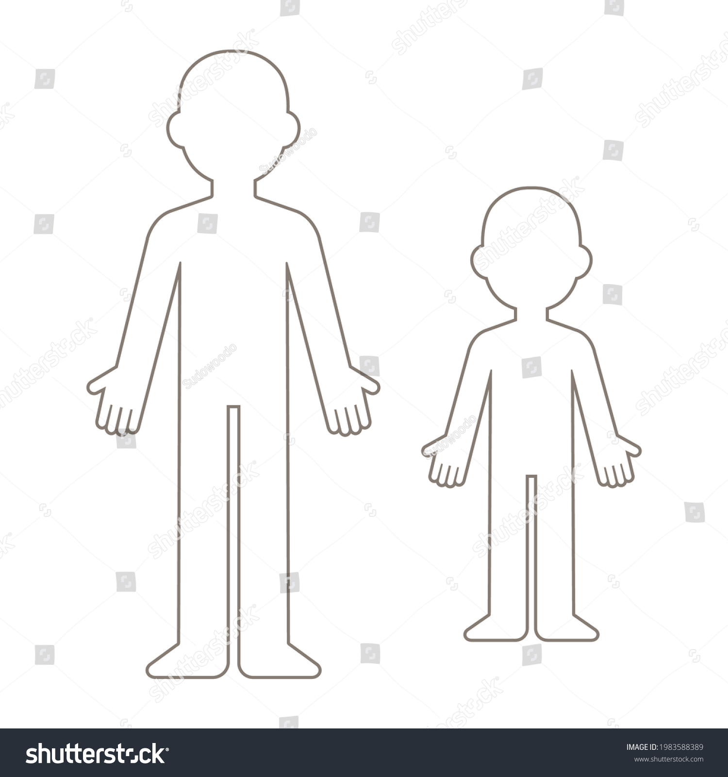 Simple Cartoon Blank Body Template Adult Vector có sẵn (miễn phí bản