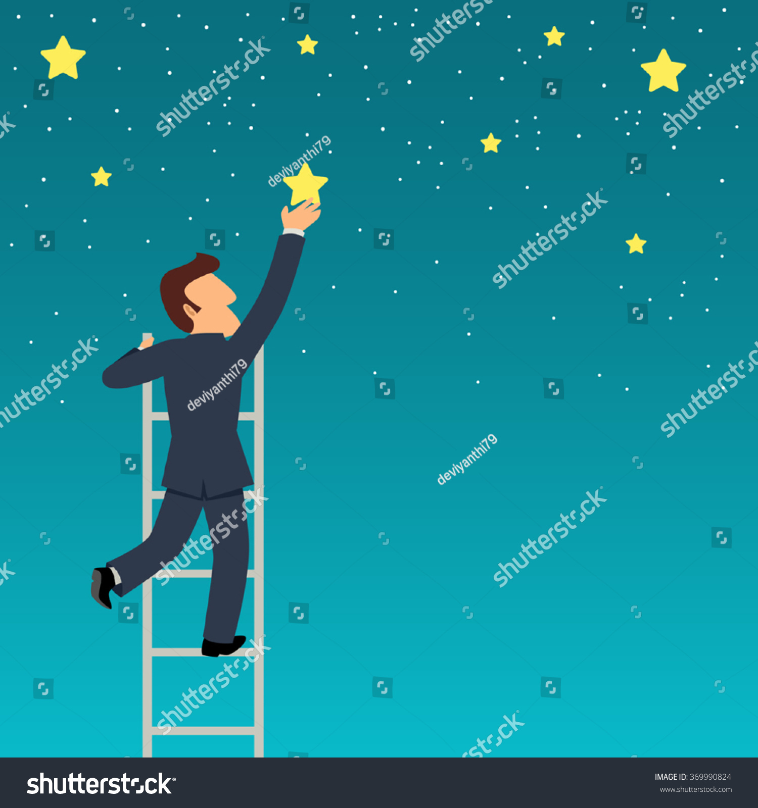 Simple Cartoon Businessman Reach Out Stars Stock Vector 369990824 ...