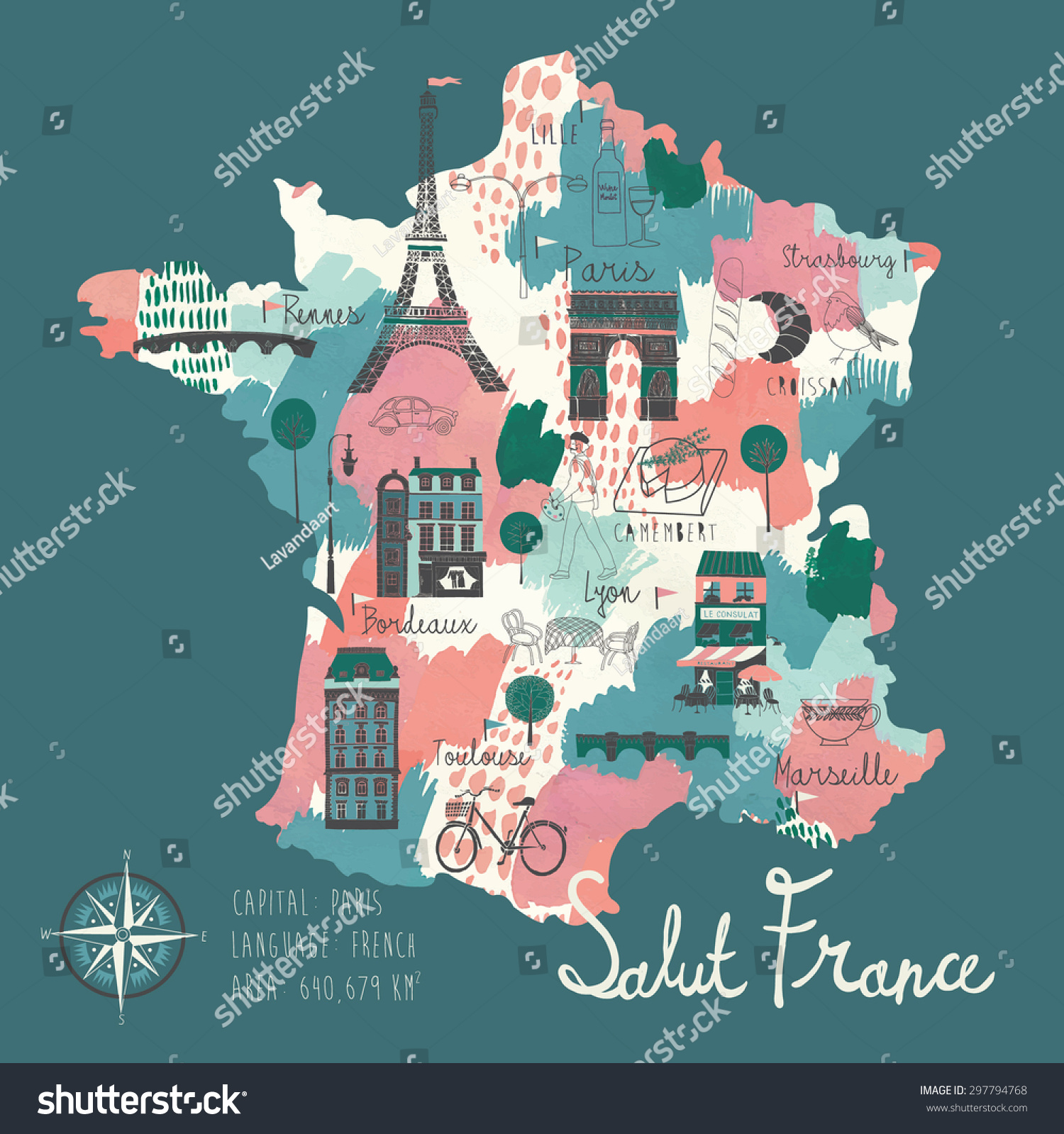 Simple Cartooned Map France Legend Icons Stock Vector 297794768 ...