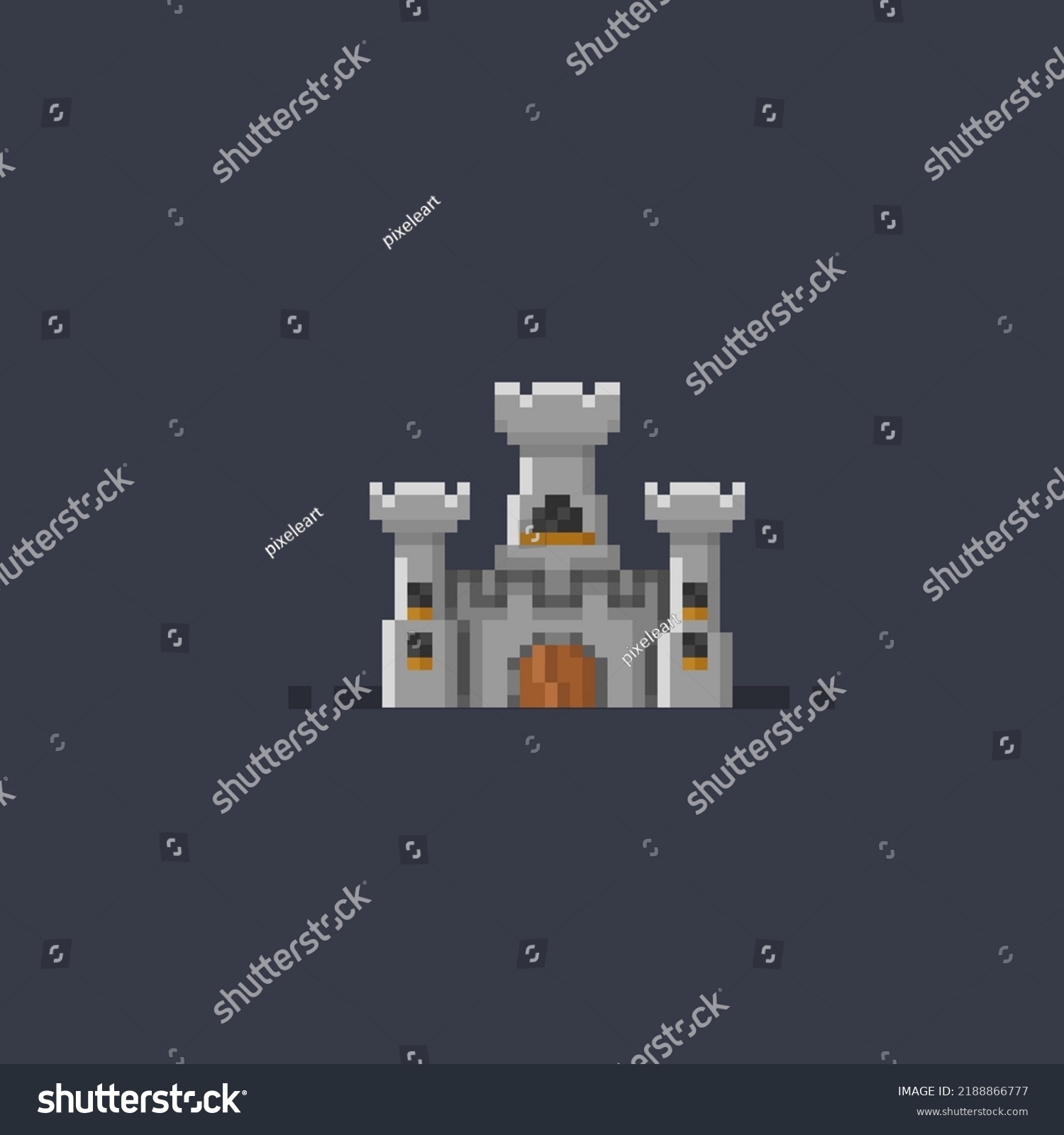 SVG of simple castle building in pixel art style svg