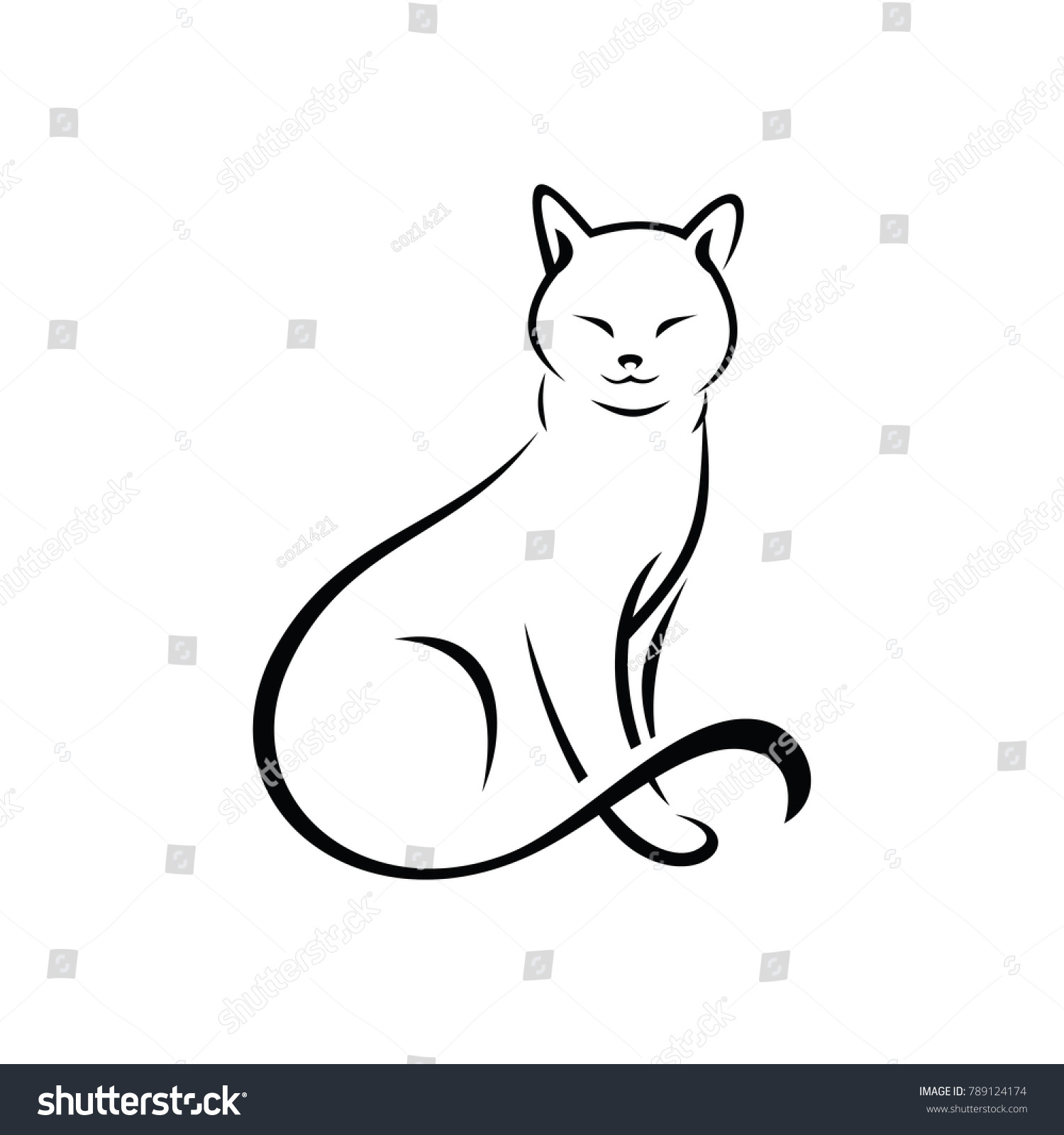 Simple Cat Design White Background vector de stock (libre de regalías