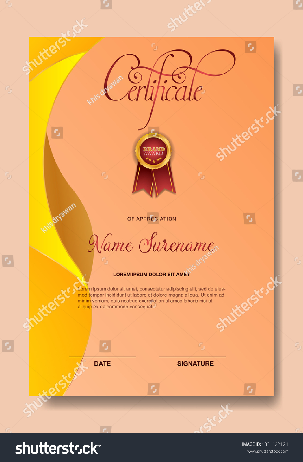 Simple Certificate Template Design Diploma Modern Stock Vector Royalty