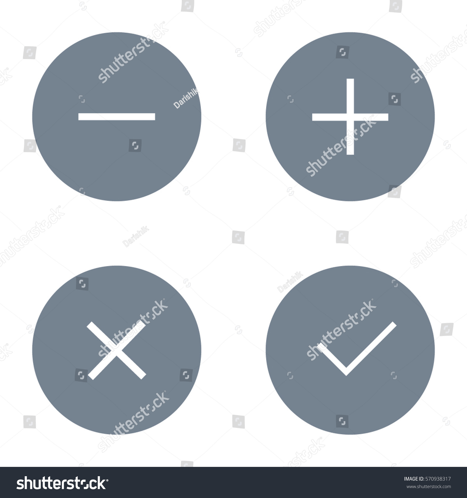 Simple Checkmark Cross Plus Minus Signs Stock Vector (Royalty Free