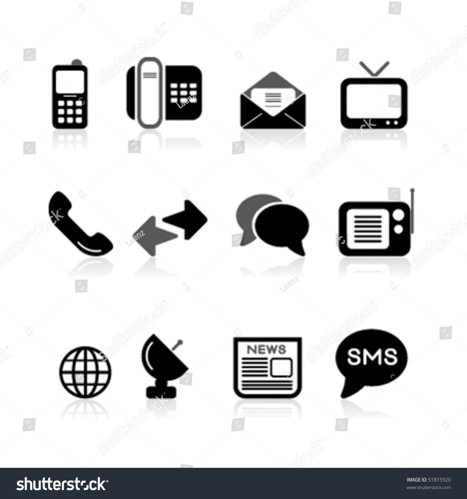 Simple Communications Icons Stock Vector 51815920 : Shutterstock