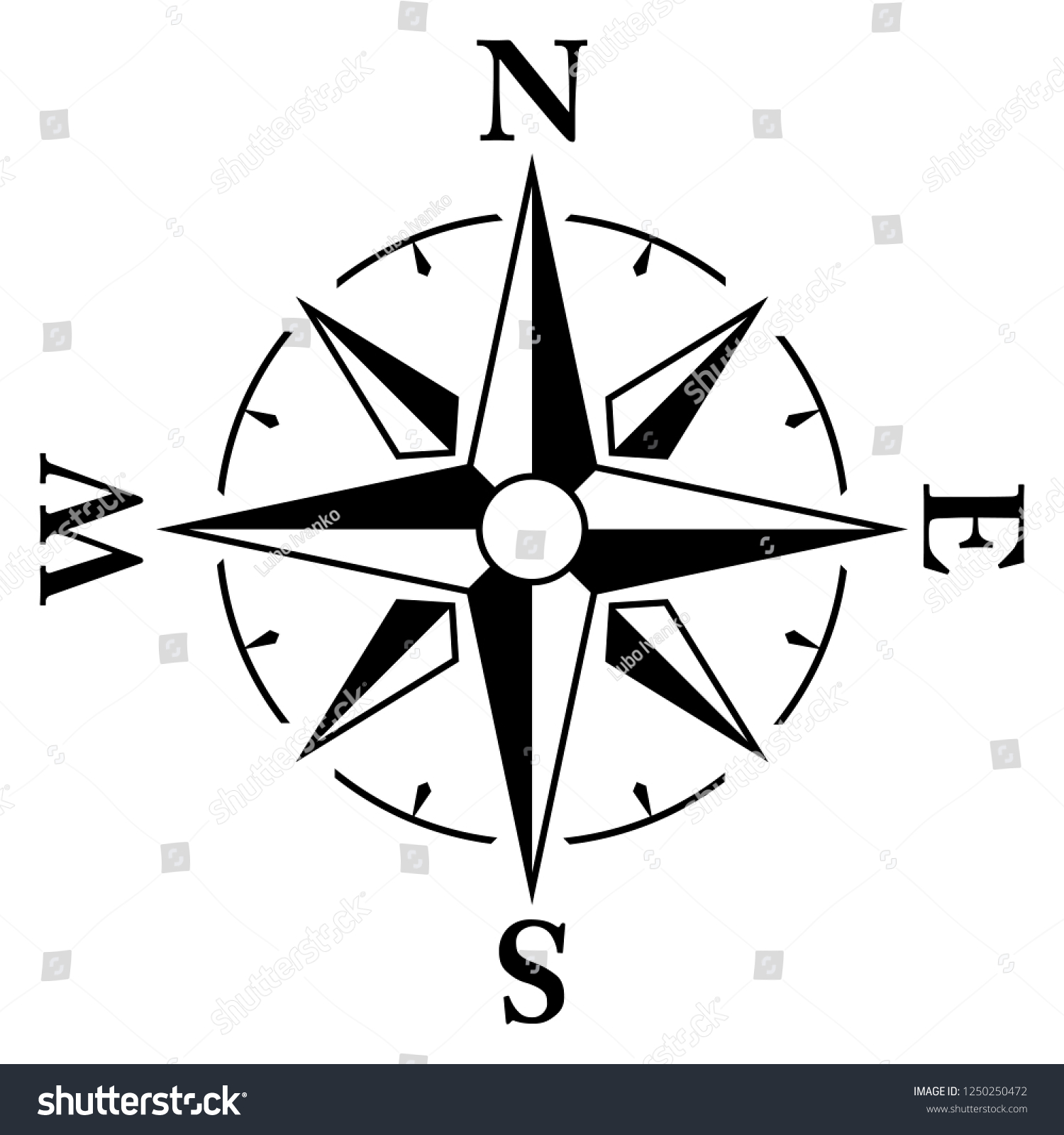 Simple Compass Windrose Icon Stock Vector (Royalty Free) 1250250472