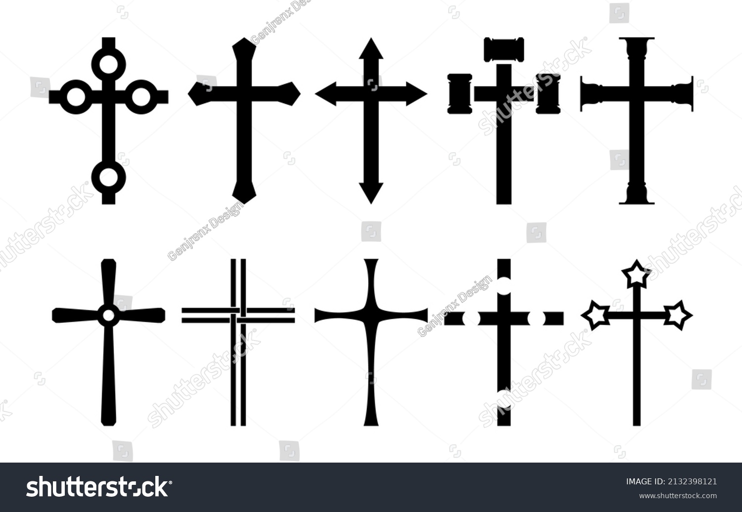 Simple Cross Vector Set Christians Stock Vector (Royalty Free ...