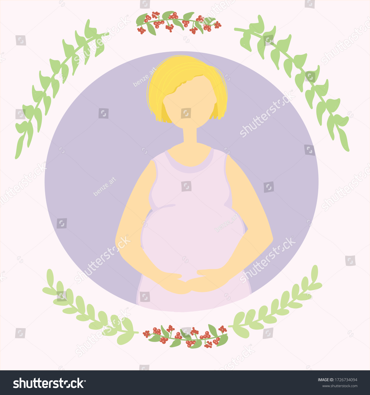 Simple Cute Colorful Vector Illustration Pregnant Stock Vector Royalty Free 1726734094 