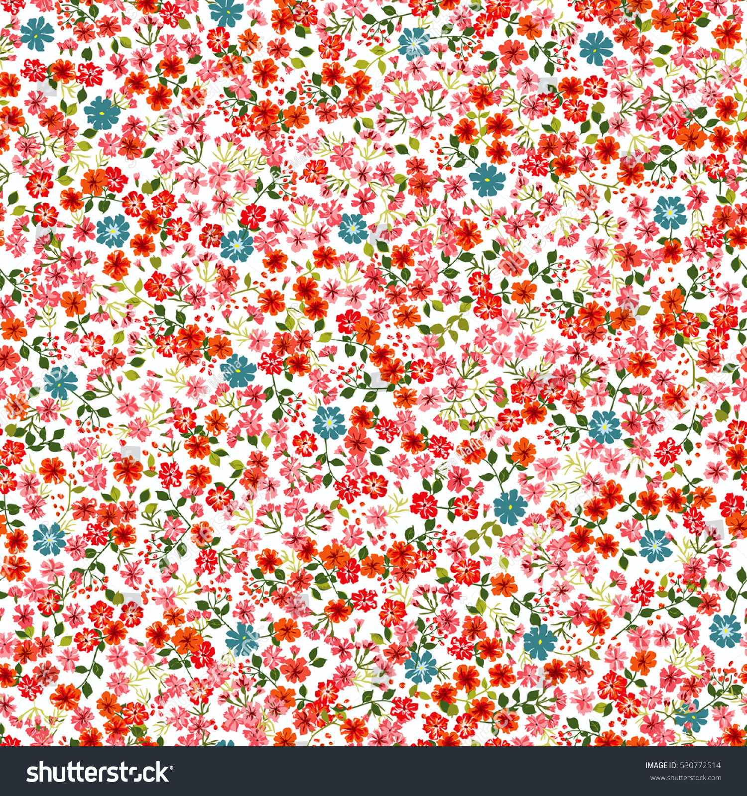 Simple Cute Pattern Smallscale Flowers Highcoverage Stock Vector ...