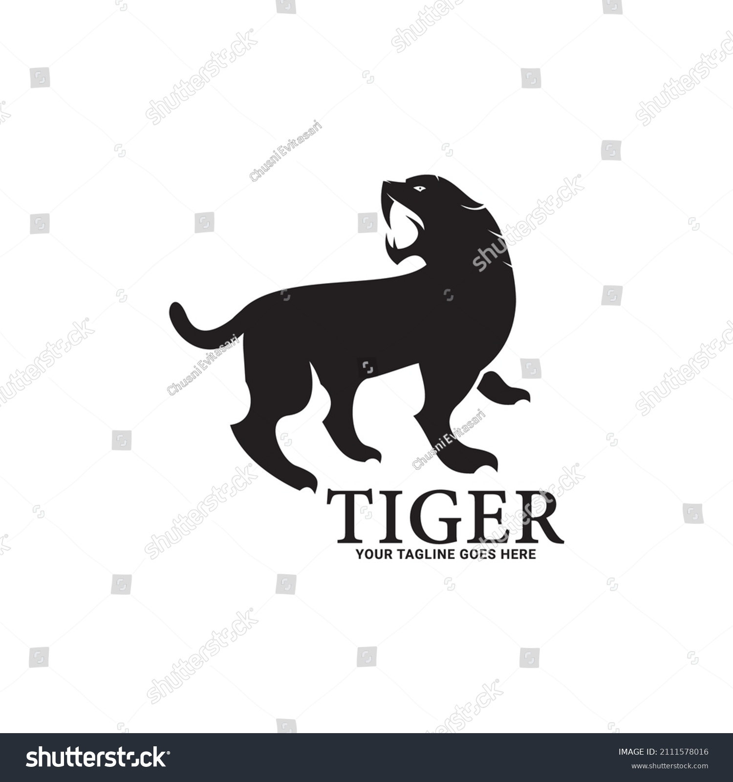 Simple Design Silhouette Tiger Walking Vector Stock Vector (Royalty ...