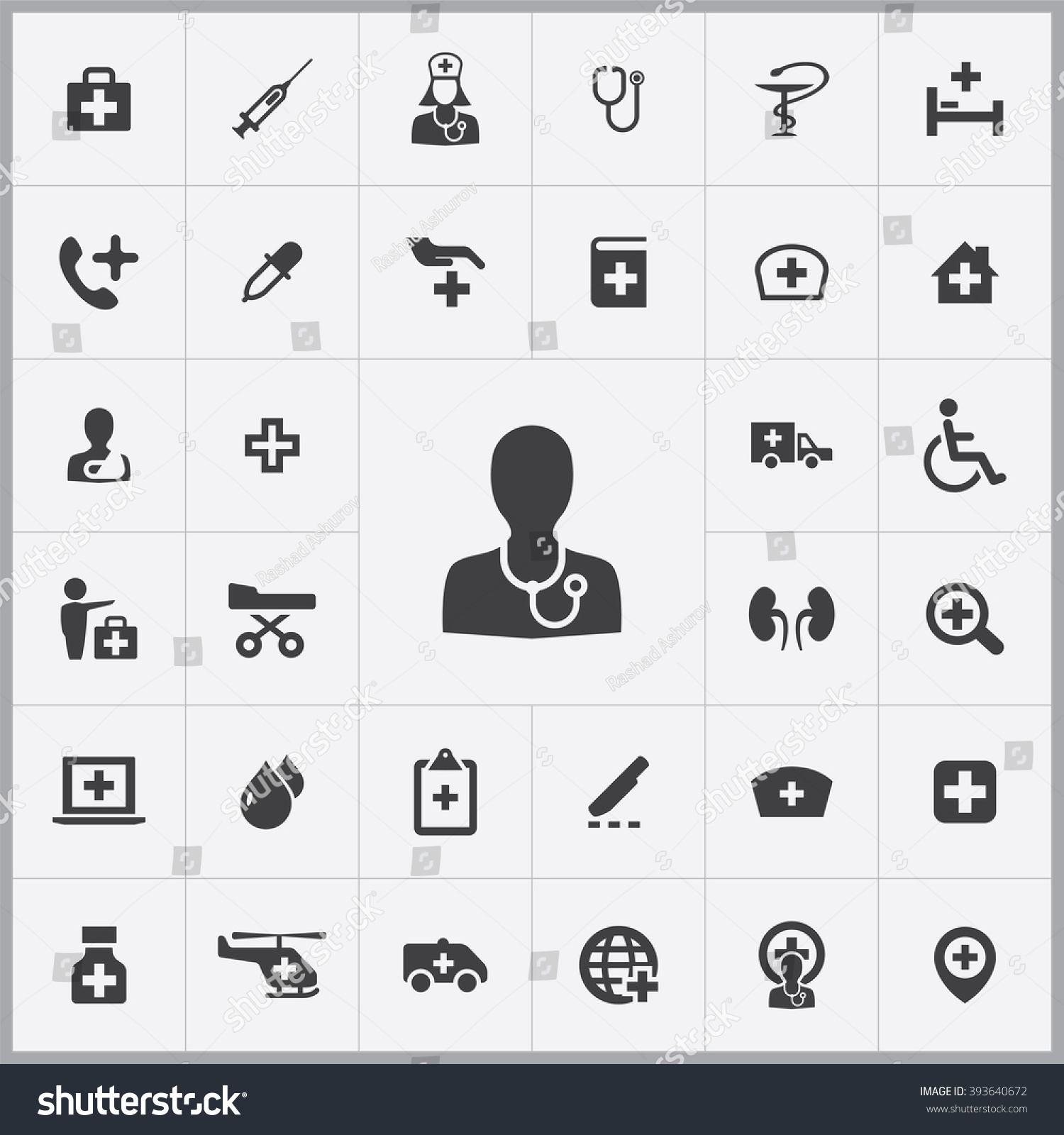 Simple Doctor Icons Set Universal Doctor Stock Vector 393640672 ...