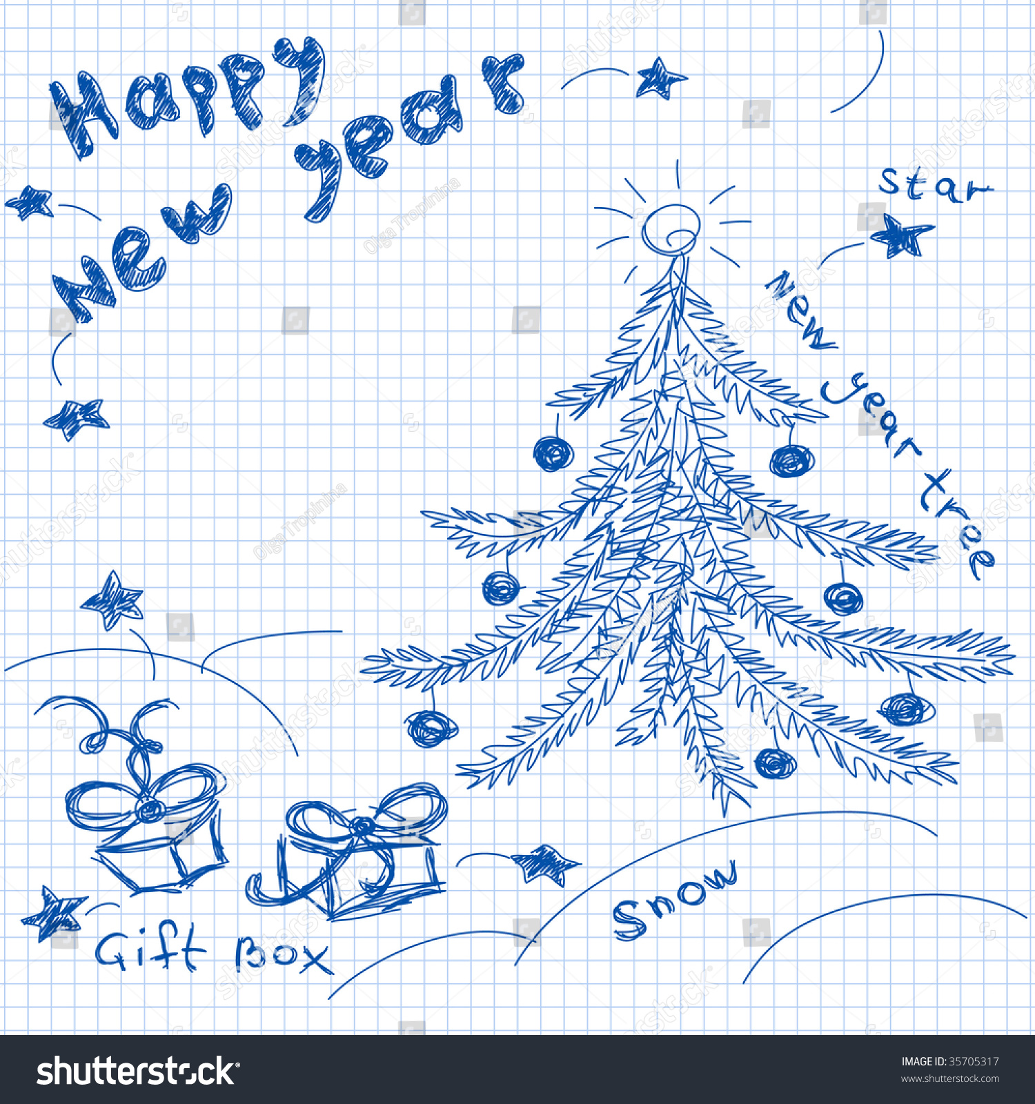 happy new year simple drawing