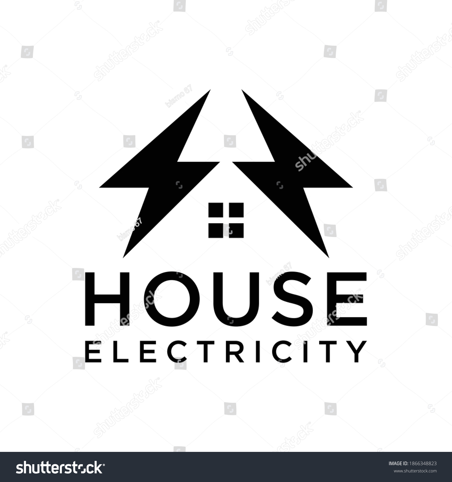 Simple Electric House Logo Vector Black Stock Vector (Royalty Free ...