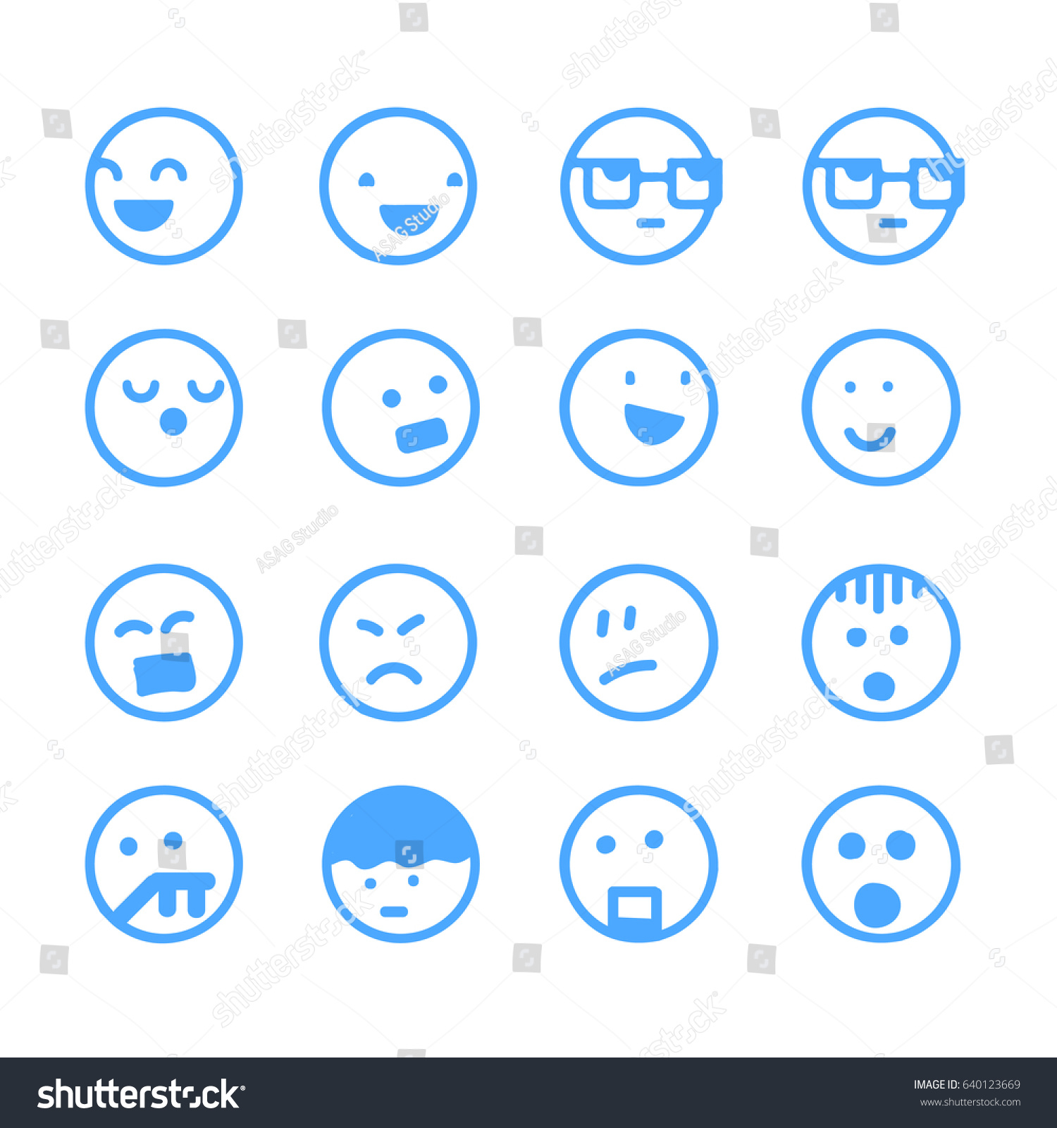 Simple Emoticons Outline Different Emotions Vector Stock Vector ...