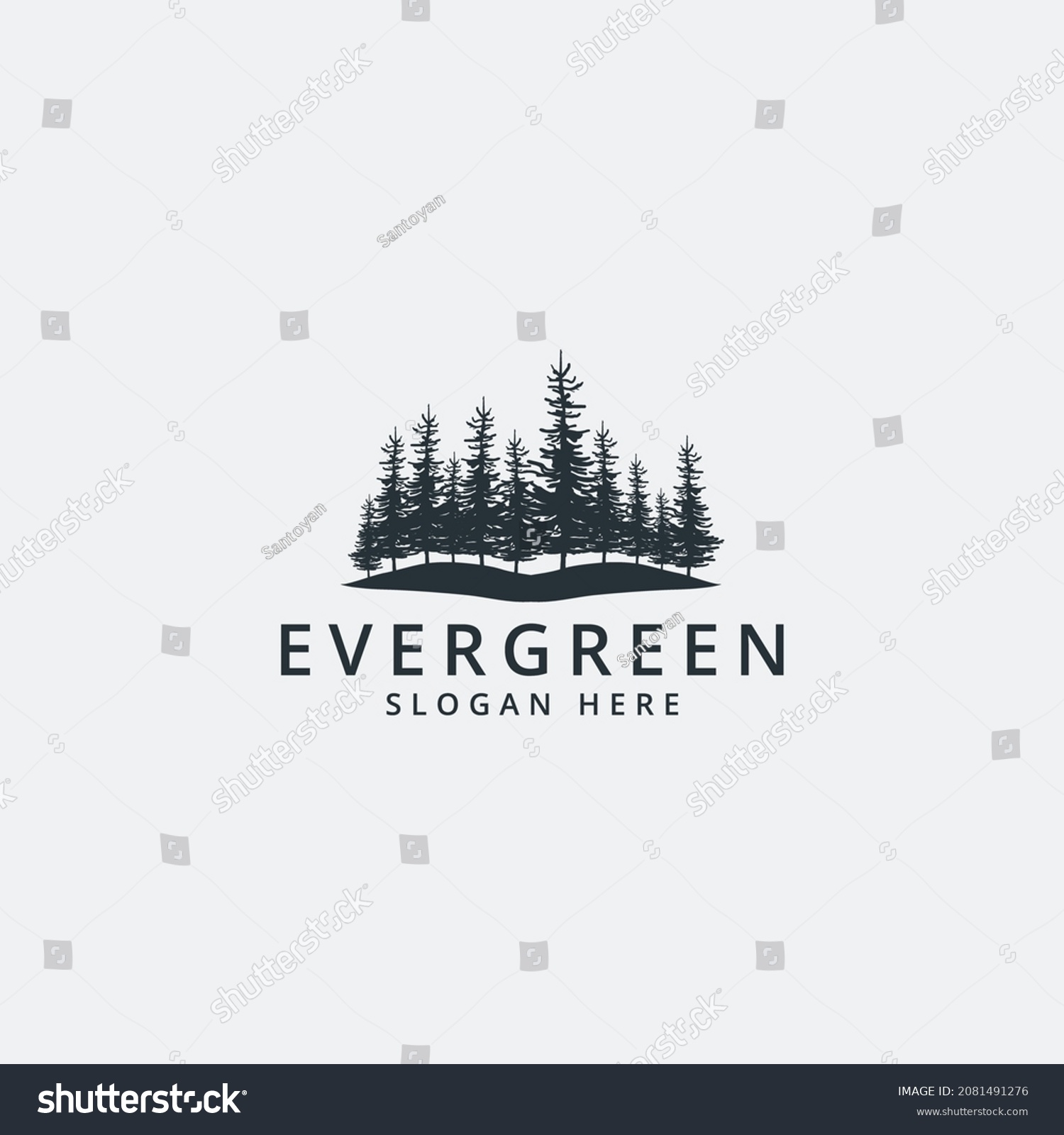 Simple Evergreen Logo Vector Design Template Stock Vector (Royalty Free ...