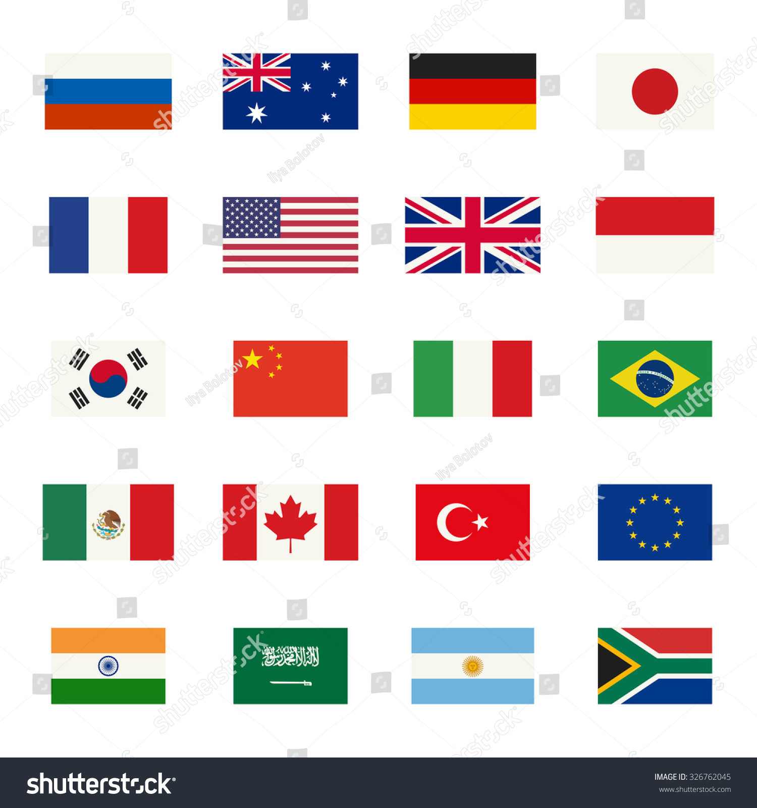 Simple Flags Icons Countries Flat Style Stock Vector (Royalty Free ...