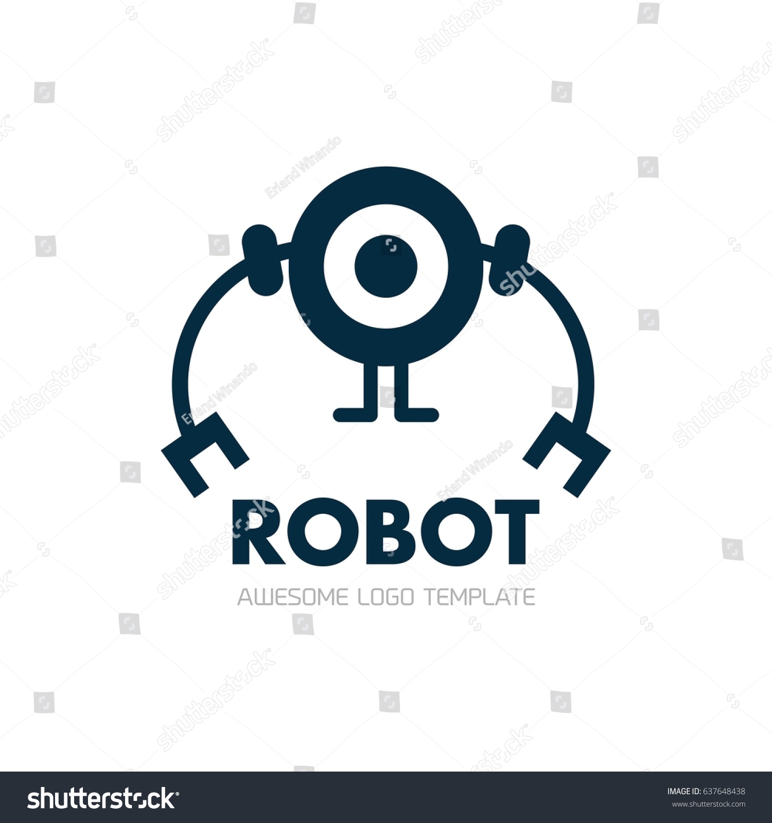 Simple Flat Droid Robot Logo Vector Stock Vector Royalty Free