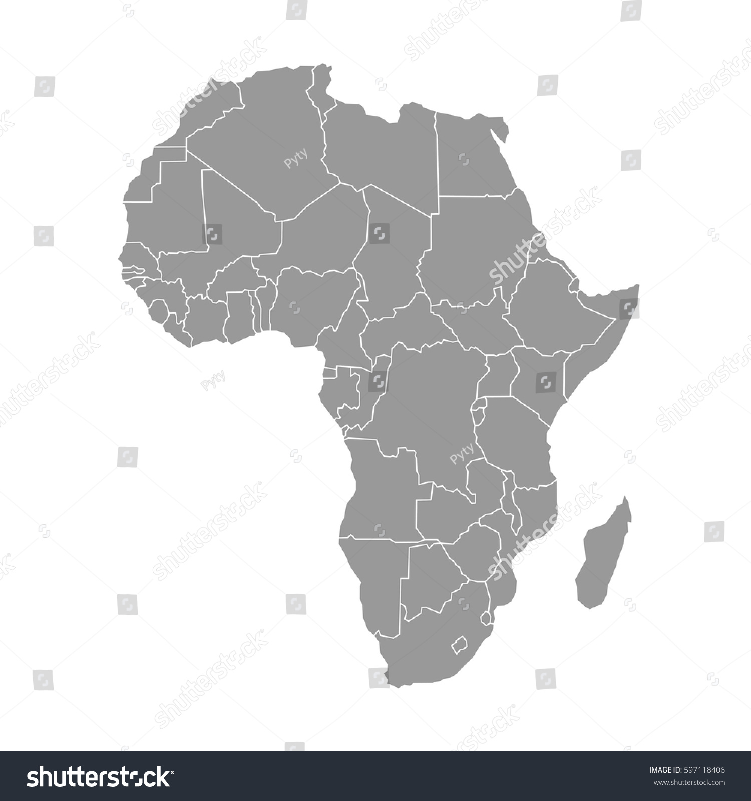 Simple Flat Grey Map Africa Continent Stock Vector (Royalty Free ...