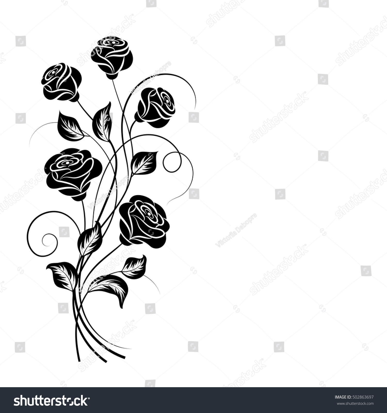 Simple Floral Background Black White Colors Stock Vector Royalty