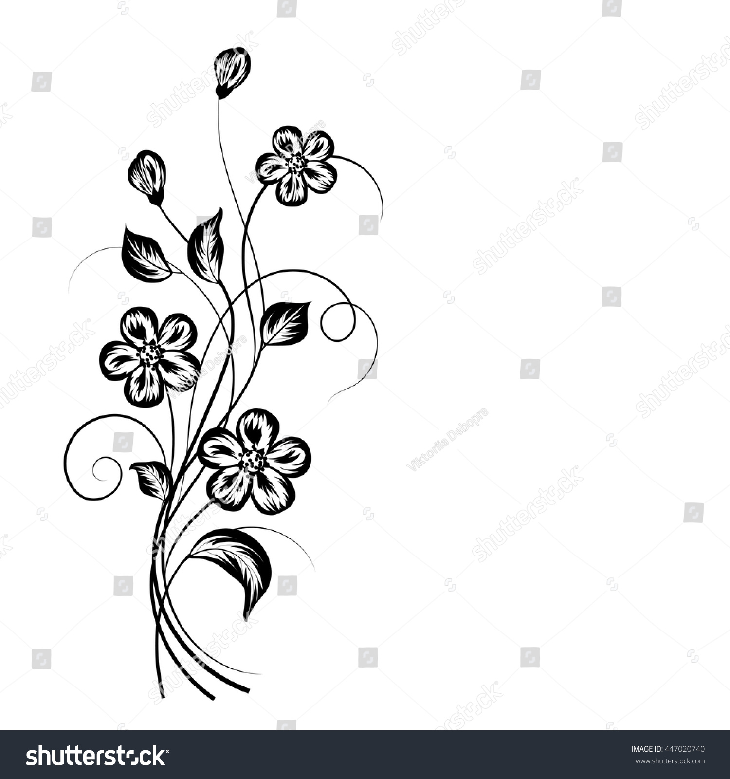 Simple Floral Background Black White Place Stock Vector Royalty