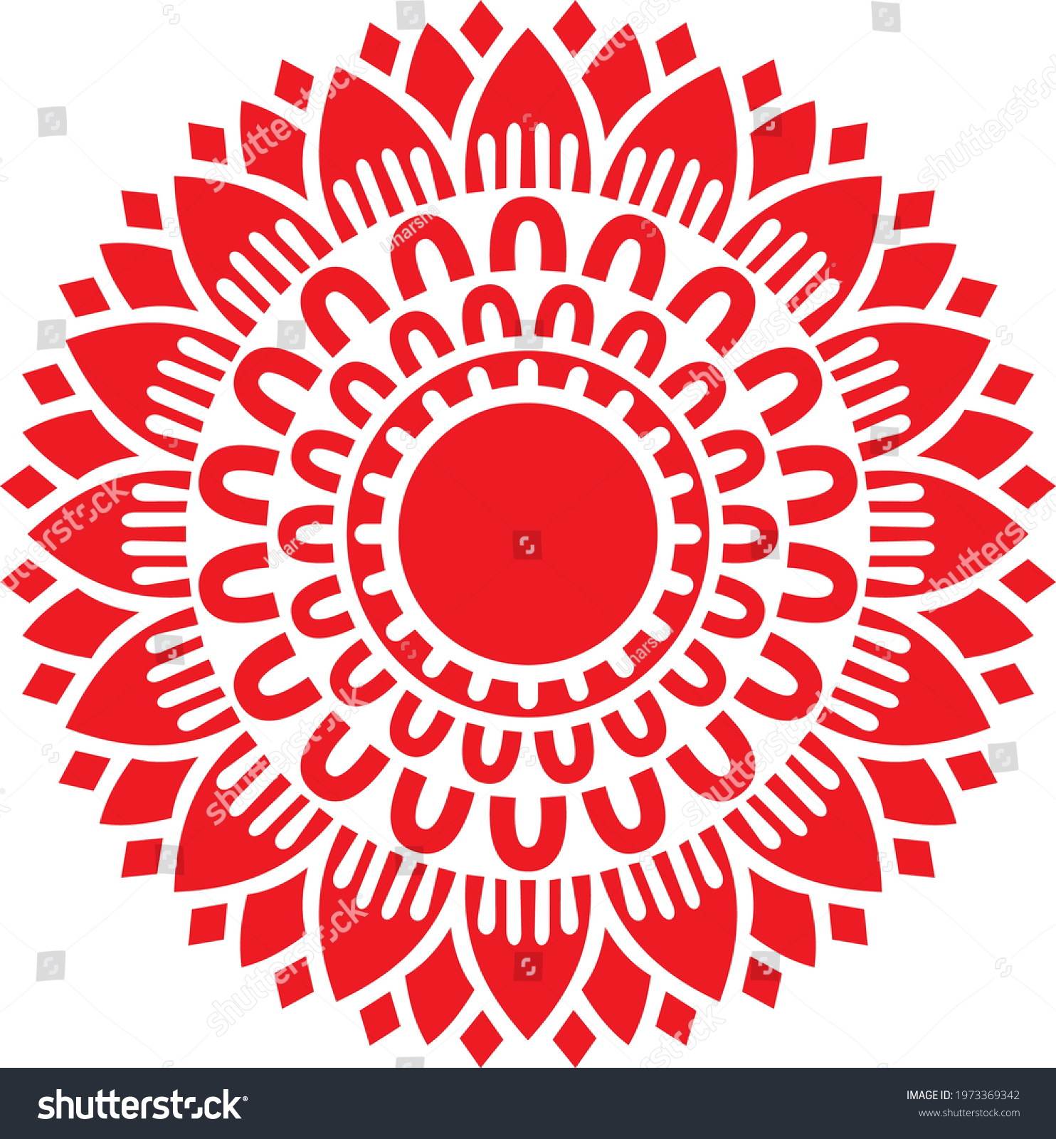 SVG of Simple floral Mandala wall art: Aipan, Alpana Vector image svg