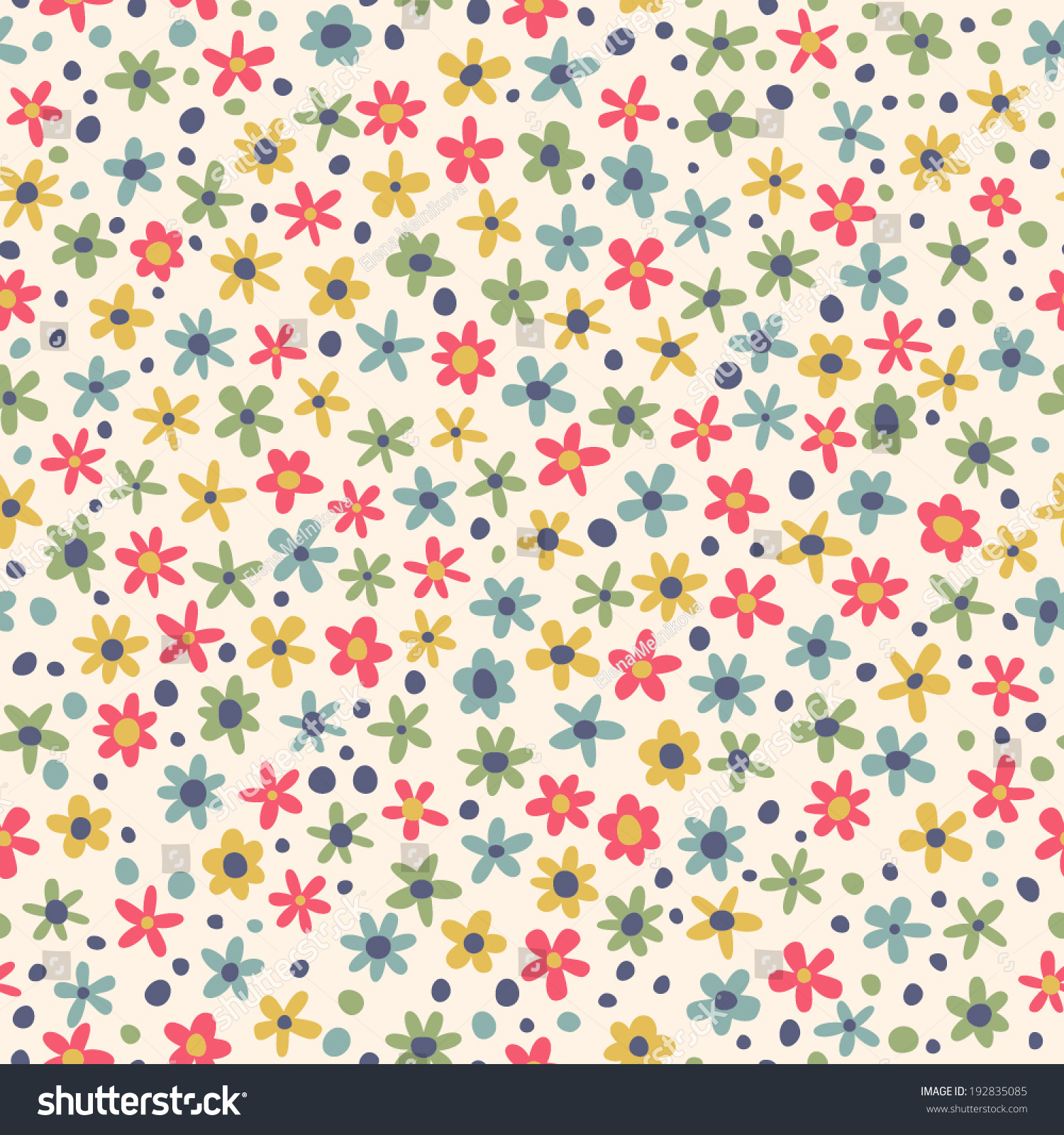 Simple Floral Pattern. Calico Seamless Background. Stock Vector ...