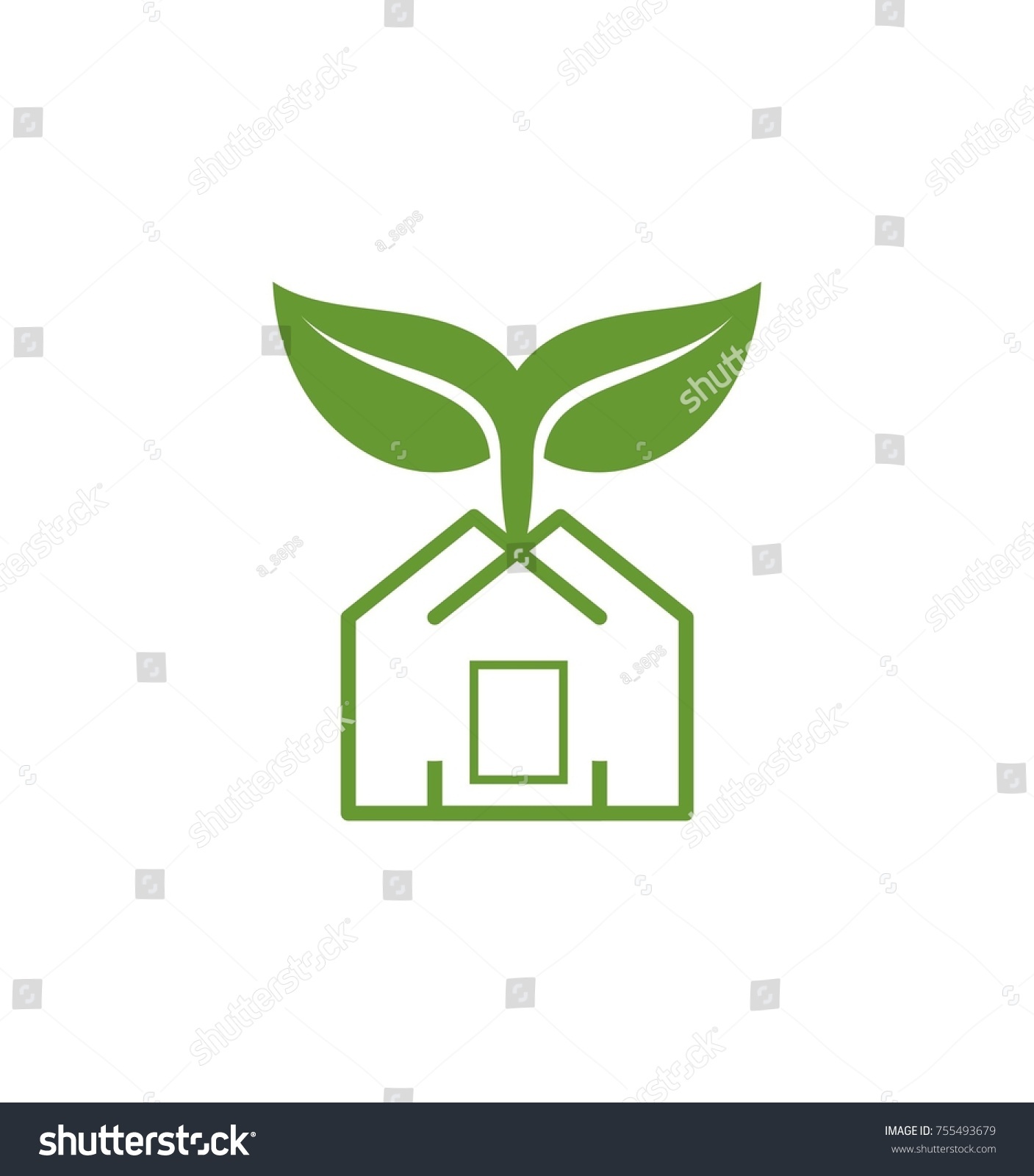 Simple Green House Logo Stock Vector Royalty Free 755493679