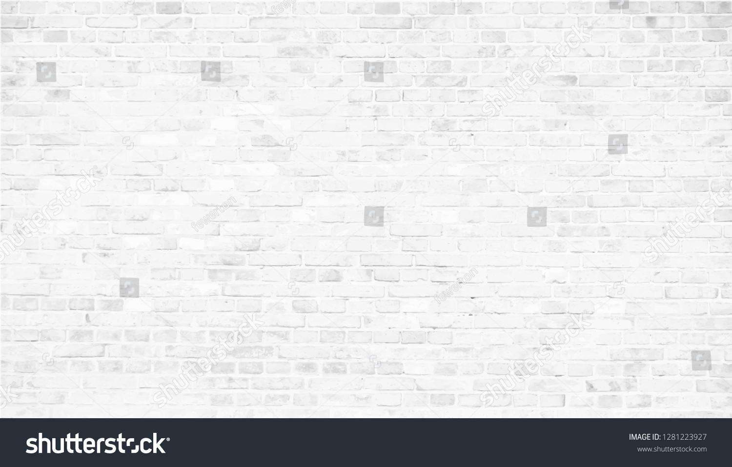 SVG of Simple grungy white brick wall with light gray shades seamless pattern surface texture background in wide panorama banner format. Vector illustration. svg