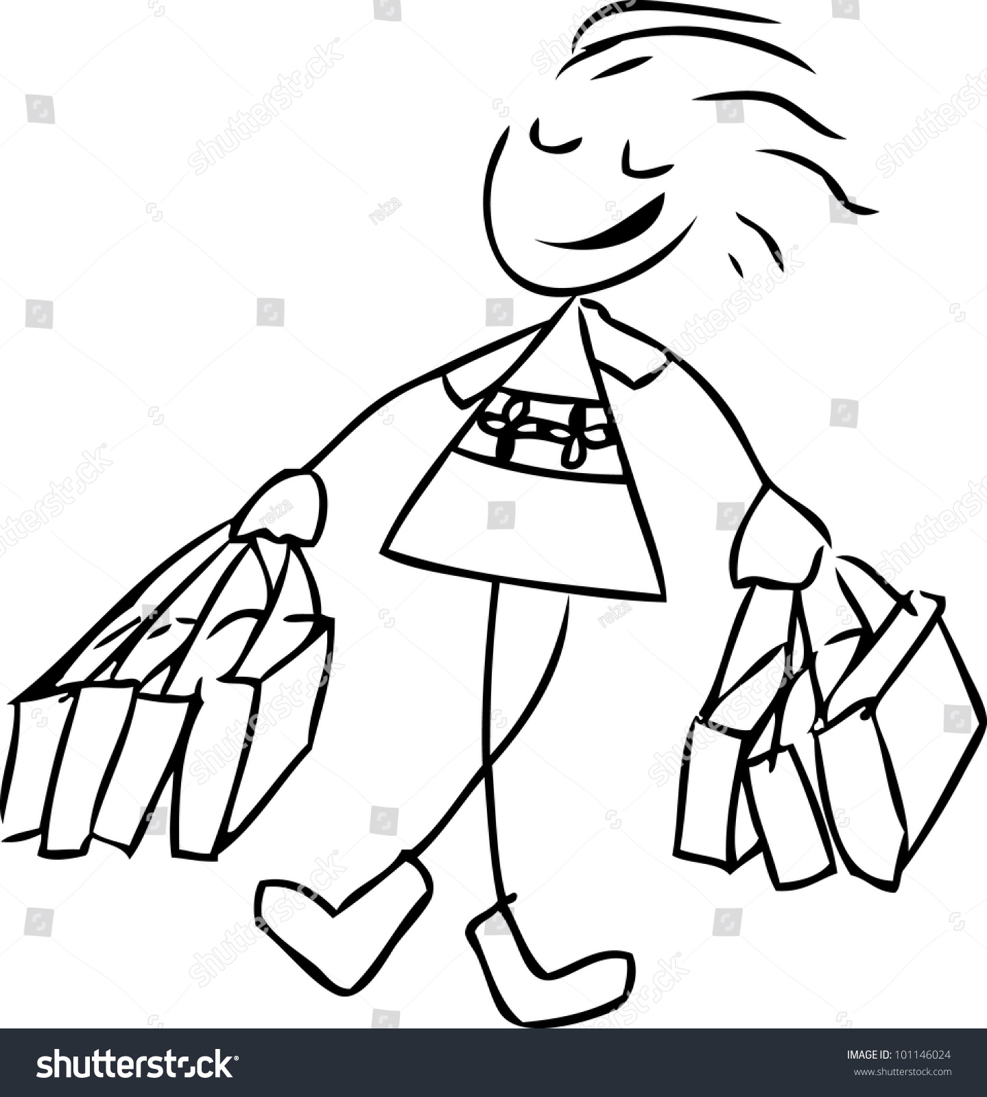 Simple Hand Drawing Girl Shopping Stock Vector 101146024 - Shutterstock