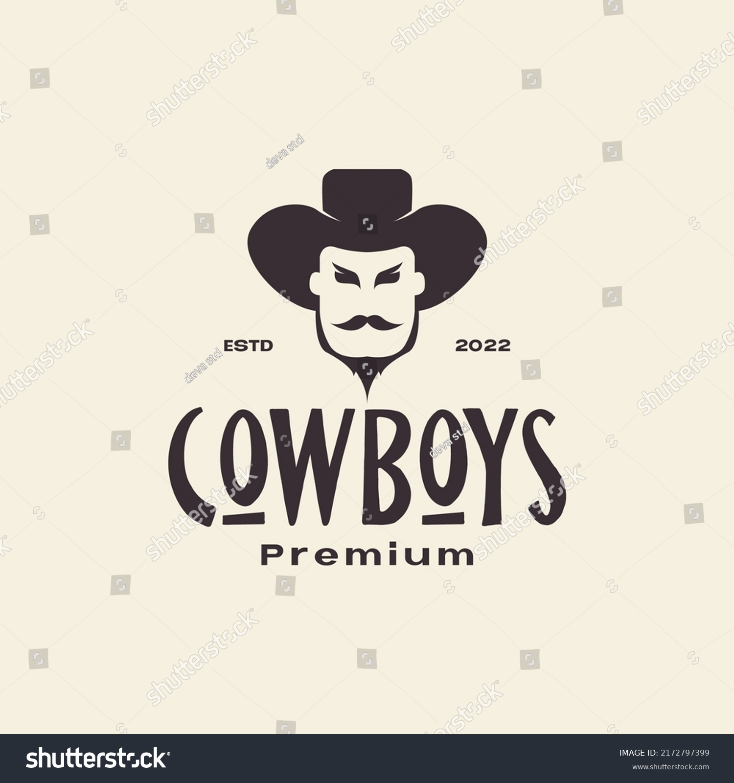 Simple Head Cowboy Vintage Logo Design Stock Vector (Royalty Free ...