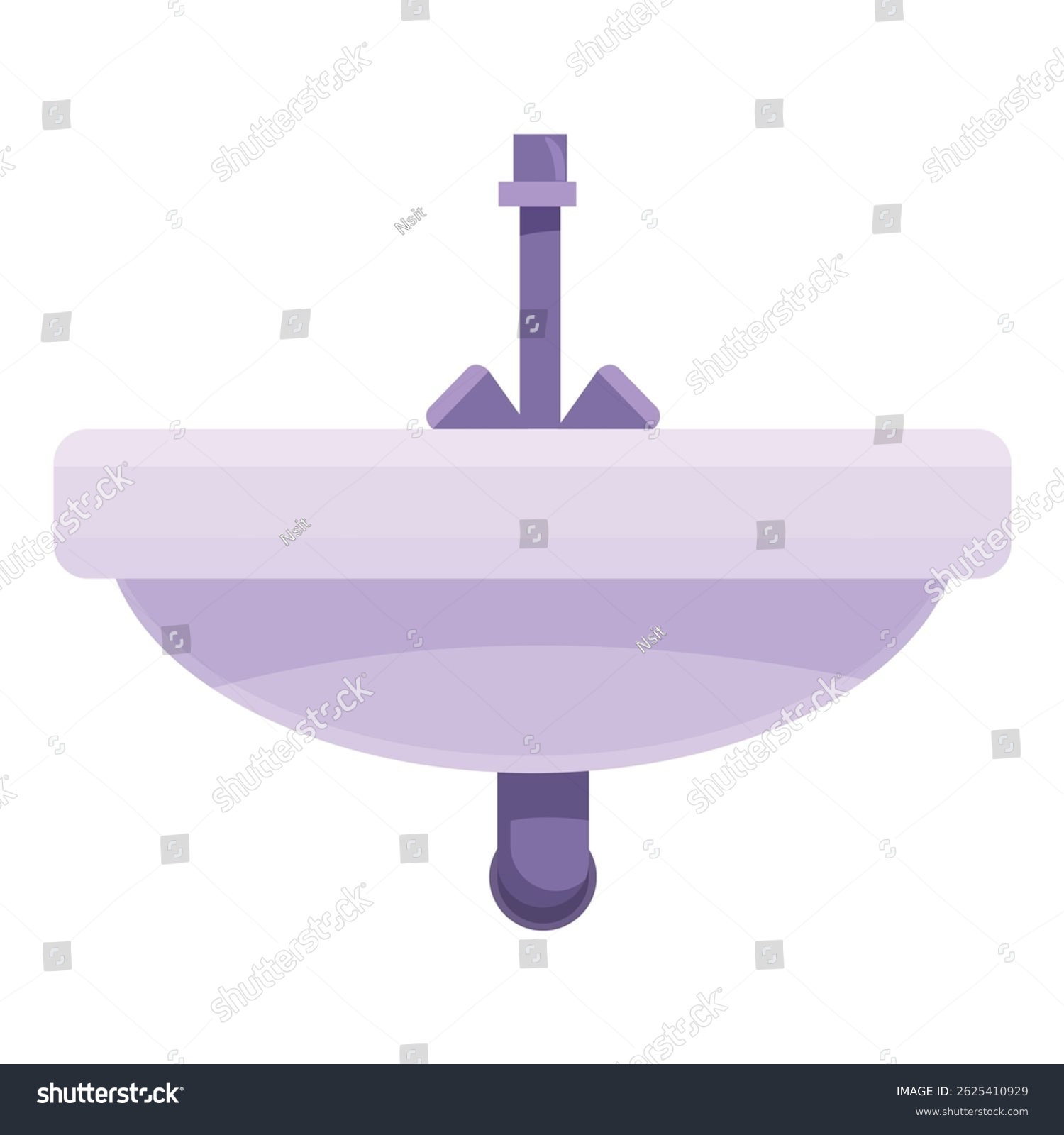 recommend clip art: Simple illustration of a modern bathroom sink, featuring a faucet and drain, perfect for representing bathroom fixtures